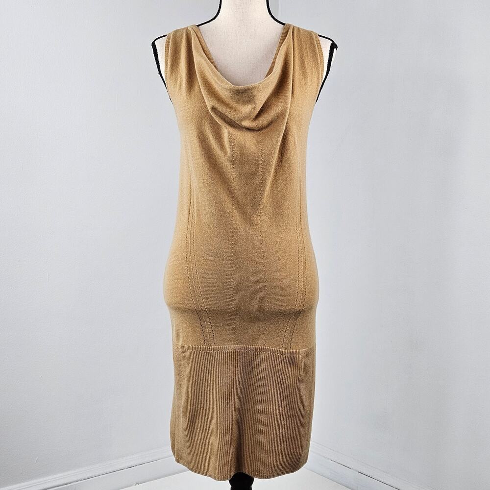 Milly New York Women's Sleeveless Cashmere Knit Tan Mini‎ Dress | S